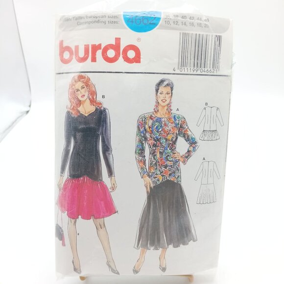 Vintage Burda 4662 Sewing Pattern for Womens Tops & Skirts Size 10-20 - Picture 1 of 2
